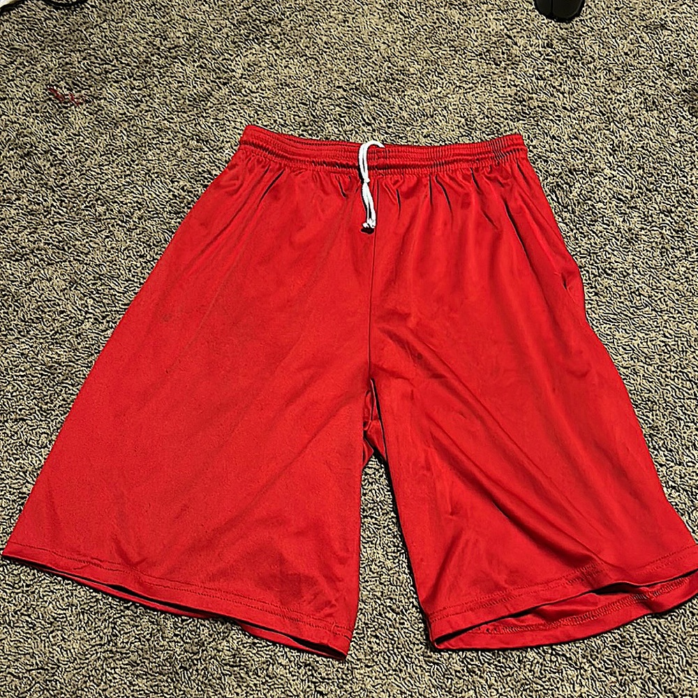 Red C2 sport athletic shorts